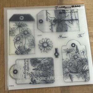 Close To My Heart Floral Tag Clear Stamp Set - Black & White